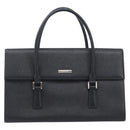 BURBERRY Hand Bag Leather Black Silver Auth 204238-13