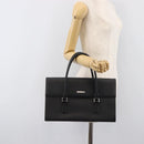 BURBERRY Hand Bag Leather Black Silver Auth 204238-24