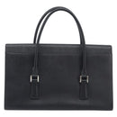 BURBERRY Hand Bag Leather Black Silver Auth 204238-2