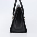 BURBERRY Hand Bag Leather Black Silver Auth 204238-3