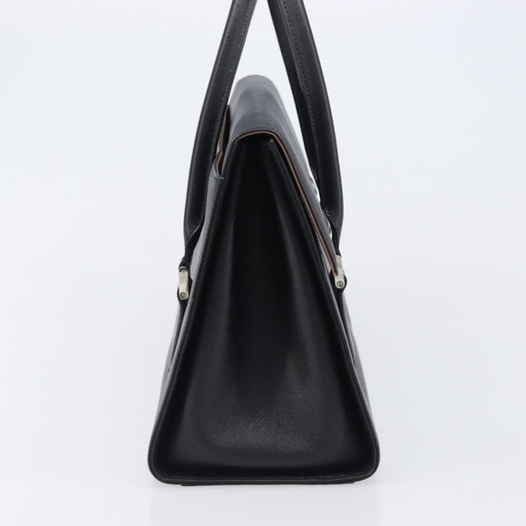BURBERRY Hand Bag Leather Black Silver Auth 204238