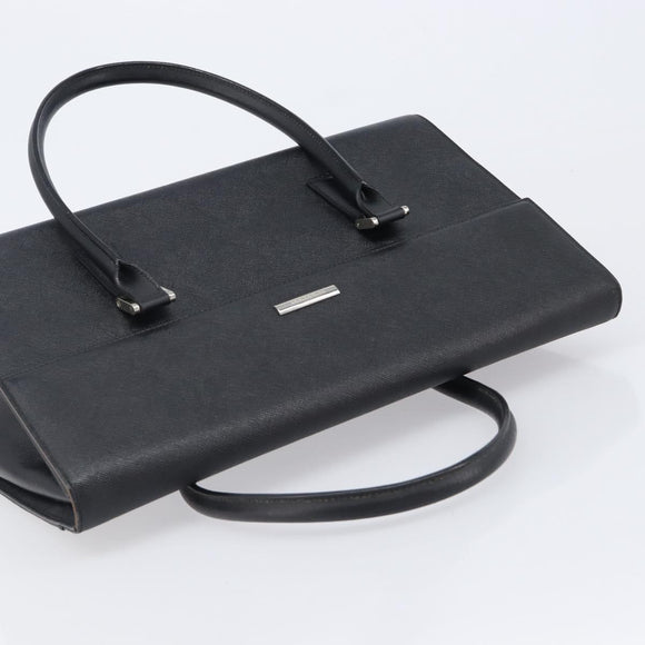 BURBERRY Hand Bag Leather Black Silver Auth 204238