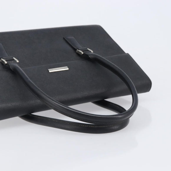 BURBERRY Hand Bag Leather Black Silver Auth 204238