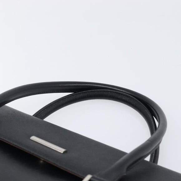 BURBERRY Hand Bag Leather Black Silver Auth 204238