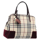 BURBERRY Nova Check Hand Bag Canvas Beige Auth 204239A-1
