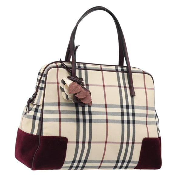 BURBERRY Nova Check Hand Bag Canvas Beige Auth 204239A