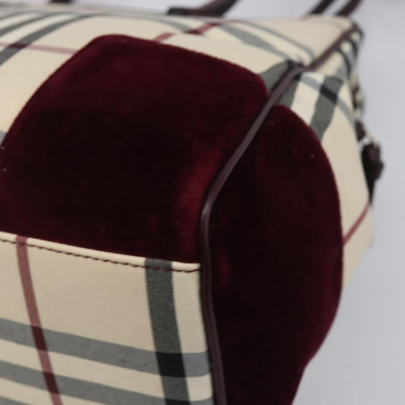 BURBERRY Nova Check Hand Bag Canvas Beige Auth 204239A