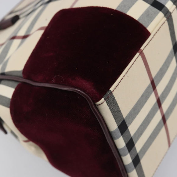 BURBERRY Nova Check Hand Bag Canvas Beige Auth 204239A