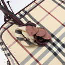 BURBERRY Nova Check Hand Bag Canvas Beige Auth 204239A-11