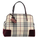BURBERRY Nova Check Hand Bag Canvas Beige Auth 204239A-13