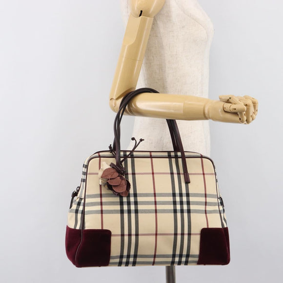 BURBERRY Nova Check Hand Bag Canvas Beige Auth 204239A