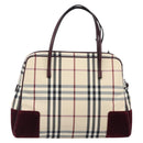 BURBERRY Nova Check Hand Bag Canvas Beige Auth 204239A-2