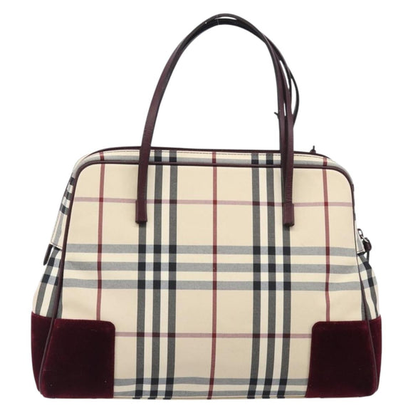 BURBERRY Nova Check Hand Bag Canvas Beige Auth 204239A