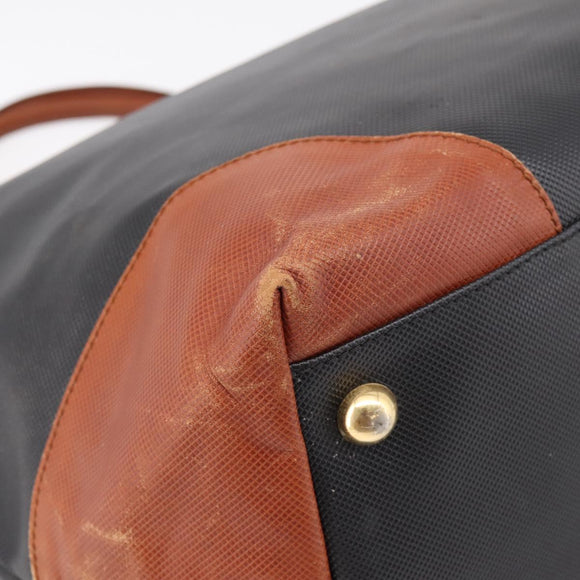 BOTTEGAVENETA Boston Bag PVC Canvas Black Gold Auth 204244