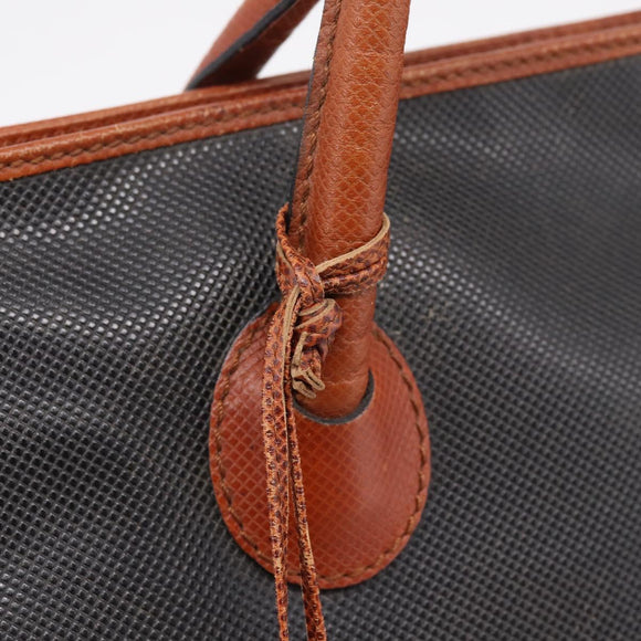 BOTTEGAVENETA Boston Bag PVC Canvas Black Gold Auth 204244