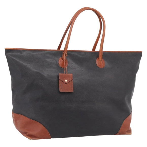 BOTTEGAVENETA Boston Bag PVC Canvas Black Gold Auth 204244