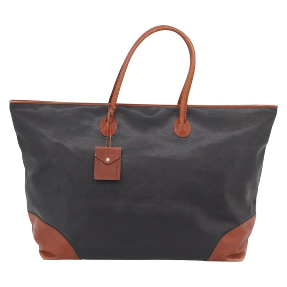 BOTTEGAVENETA Boston Bag PVC Canvas Black Gold Auth 204244