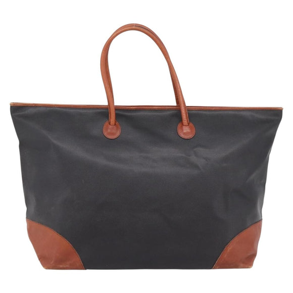 BOTTEGAVENETA Boston Bag PVC Canvas Black Gold Auth 204244