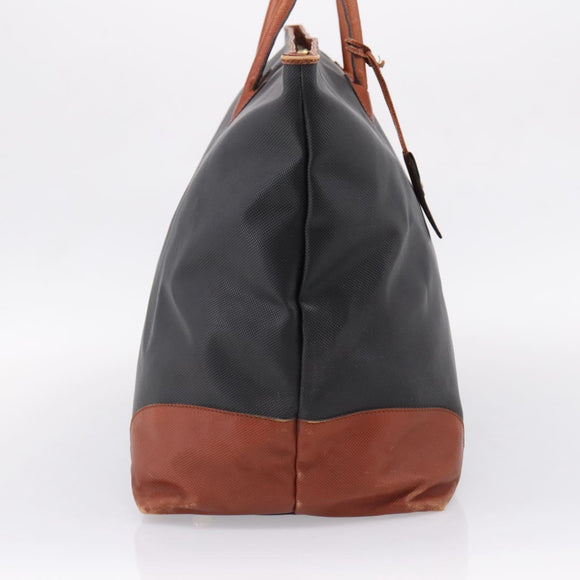 BOTTEGAVENETA Boston Bag PVC Canvas Black Gold Auth 204244