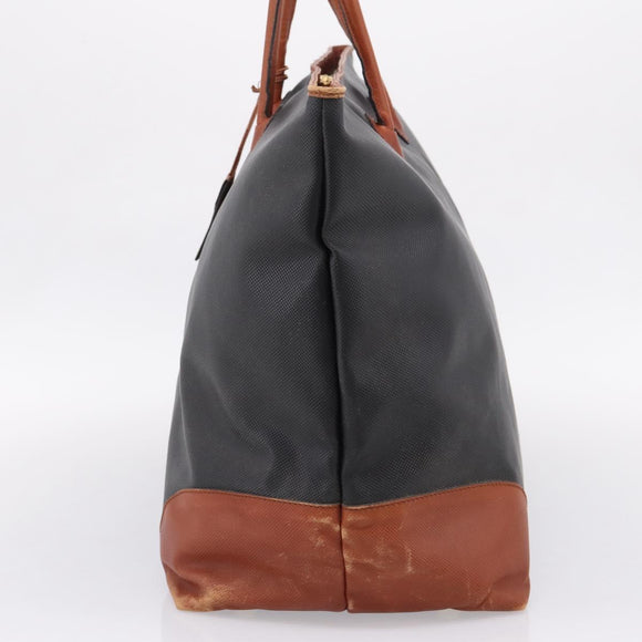 BOTTEGAVENETA Boston Bag PVC Canvas Black Gold Auth 204244