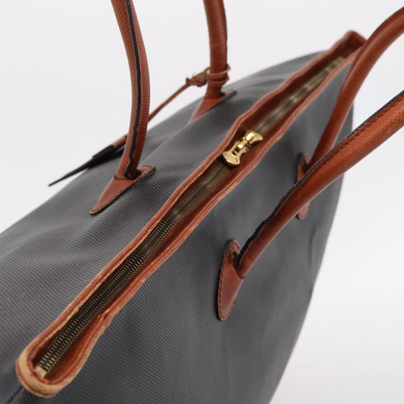 BOTTEGAVENETA Boston Bag PVC Canvas Black Gold Auth 204244