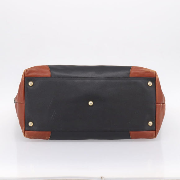 BOTTEGAVENETA Boston Bag PVC Canvas Black Gold Auth 204244