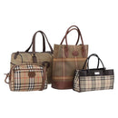 Burberrys Burberry Nova Check Hand Bag Canvas 4 Set Beige Auth 204246-1