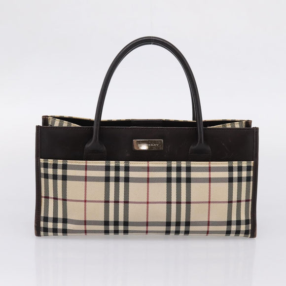 Burberrys Burberry Nova Check Hand Bag Canvas 4 Set Beige Auth 204246