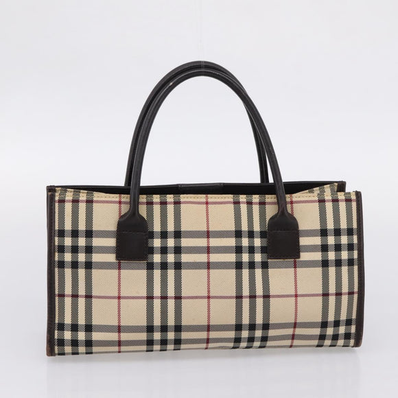 Burberrys Burberry Nova Check Hand Bag Canvas 4 Set Beige Auth 204246