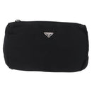 PRADA Pouch Nylon 4 Set Black Silver gold Auth 204250-2