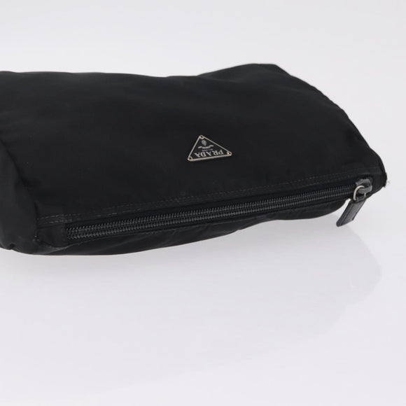 PRADA Pouch Nylon 4 Set Black Silver gold Auth 204250