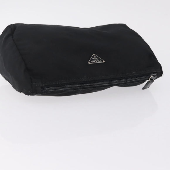 PRADA Pouch Nylon 4 Set Black Silver gold Auth 204250