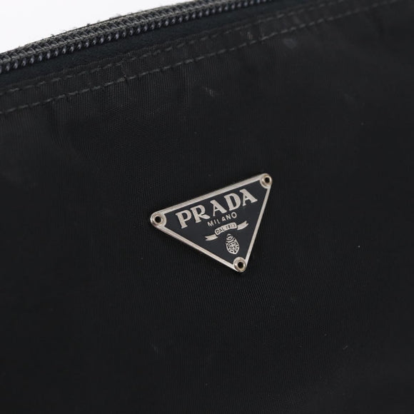 PRADA Pouch Nylon 4 Set Black Silver gold Auth 204250