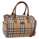 Burberrys Nova Check Hand Bag Canvas 2way Beige Gold Auth 204251-1