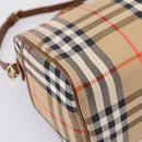 Burberrys Nova Check Hand Bag Canvas 2way Beige Gold Auth 204251-13