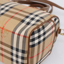 Burberrys Nova Check Hand Bag Canvas 2way Beige Gold Auth 204251-14