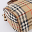Burberrys Nova Check Hand Bag Canvas 2way Beige Gold Auth 204251-15