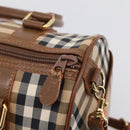 Burberrys Nova Check Hand Bag Canvas 2way Beige Gold Auth 204251-16