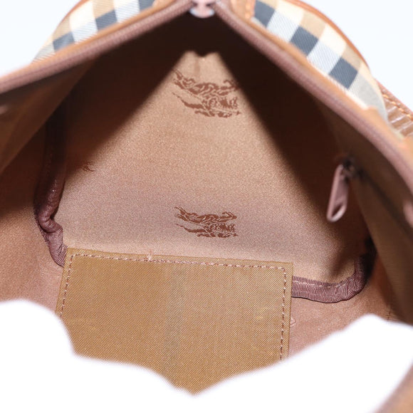 Burberrys Nova Check Hand Bag Canvas 2way Beige Gold Auth 204251