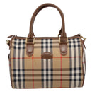 Burberrys Nova Check Hand Bag Canvas 2way Beige Gold Auth 204251-2