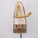 Burberrys Nova Check Hand Bag Canvas 2way Beige Gold Auth 204251-22
