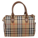 Burberrys Nova Check Hand Bag Canvas 2way Beige Gold Auth 204251-3