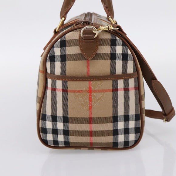 Burberrys Nova Check Hand Bag Canvas 2way Beige Gold Auth 204251