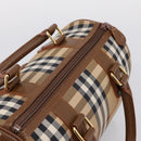 Burberrys Nova Check Hand Bag Canvas 2way Beige Gold Auth 204251-6