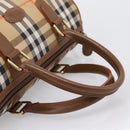 Burberrys Nova Check Hand Bag Canvas 2way Beige Gold Auth 204251-7