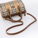 Burberrys Nova Check Hand Bag Canvas 2way Beige Gold Auth 204251-9