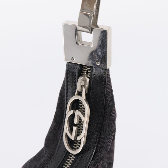 GUCCI GG Canvas Shoulder Bag Black Silver 001 3812 Auth 204252