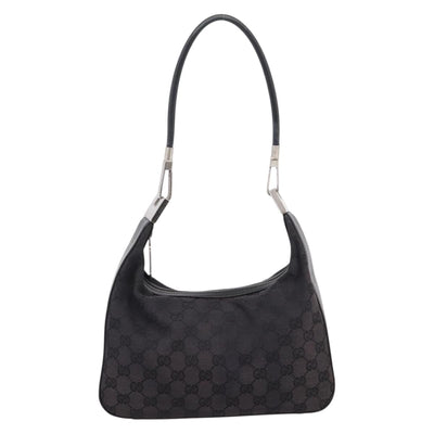 GUCCI GG Canvas Shoulder Bag Black Silver 001 3812 Auth 204252 - 0
