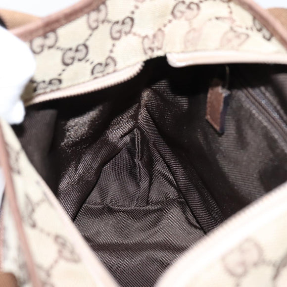 GUCCI GG Canvas Tote Bag Beige Silver 28893 Auth 204253