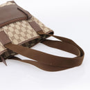 GUCCI GG Canvas Tote Bag Beige Silver 28893 Auth 204253-7